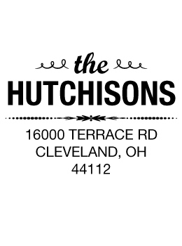 The Hutchinsons return address stamp is a great and unique way to stamp your return address. Choose from self-inking stamp or traditional rubber stamp.