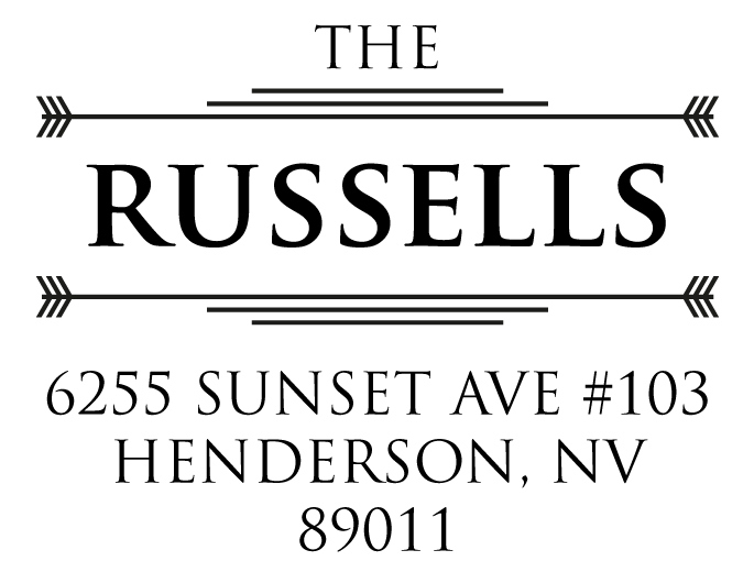 The Russells return address stamp is a great and unique way to stamp your return address. Choose from self-inking stamp or traditional rubber stamp.