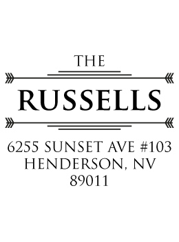 The Russells return address stamp is a great and unique way to stamp your return address. Choose from self-inking stamp or traditional rubber stamp.