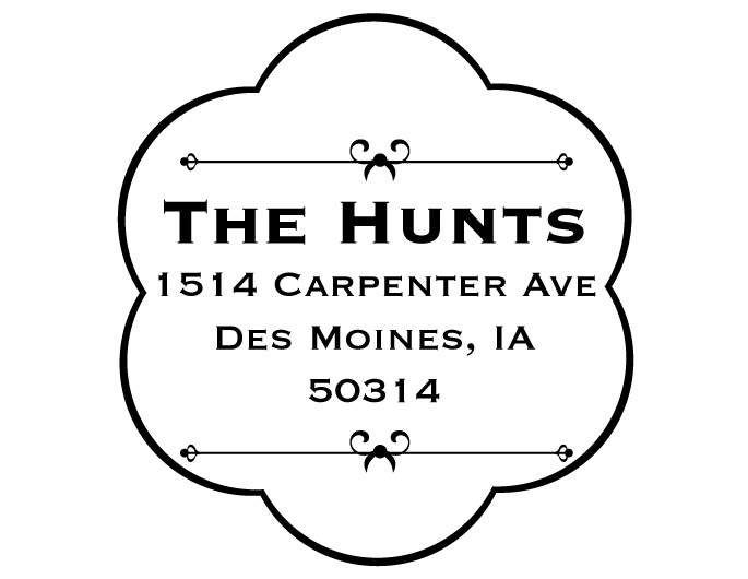 The Hunts return address stamp is a great and unique way to stamp your return address. Choose from self-inking stamp or traditional rubber stamp.