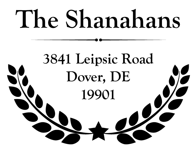 The Shanahans return address stamp is a great and unique way to stamp your return address. Choose from self-inking stamp or traditional rubber stamp.