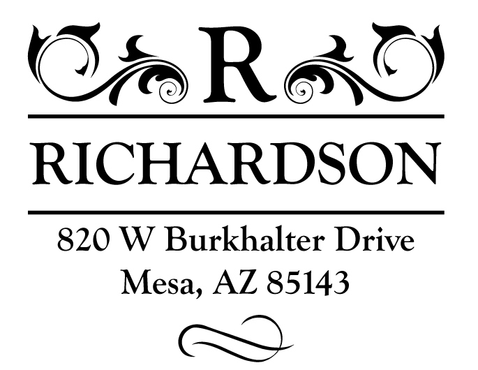 The Richardson return address stamp is a great and unique way to stamp your return address. Choose from self-inking stamp or traditional rubber stamp.