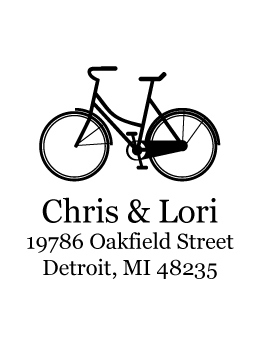 The Bicycle return address stamp is a great and unique way to stamp your return address. Choose between a self-inking stamp or a traditional rubber stamp.