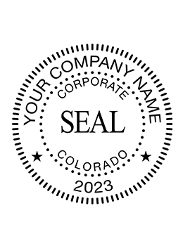 Corporate seal rubber stamp. Self-inking corporate seal stamp.  Available in 2 sizes and many ink colors.  Laser engraved rubber die.