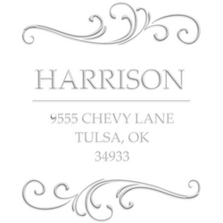 Harrison address embossing seal.  Embosses paper with unique address design. Choose from pocket or desk style. Makes a great gift.