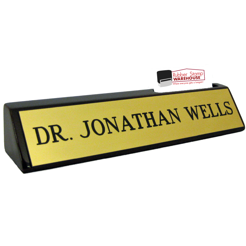 2" x 10" Brass Plate on Rosewood Block with Business Card Slot