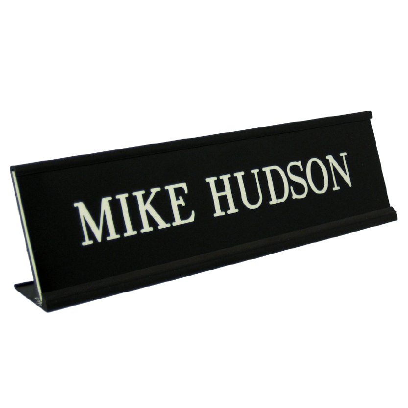 2" x 10" Plate in Black Desk Holder