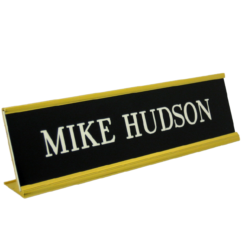 2" x 10" Plate in Gold Desk Holder