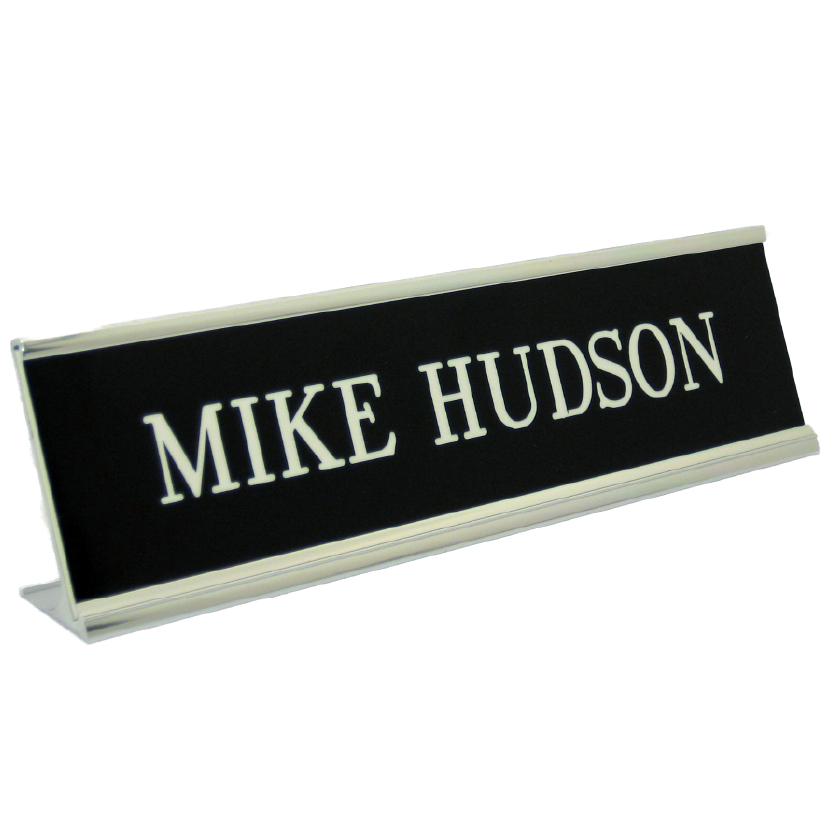 2" x 8" Plate in Silver Desk Holder