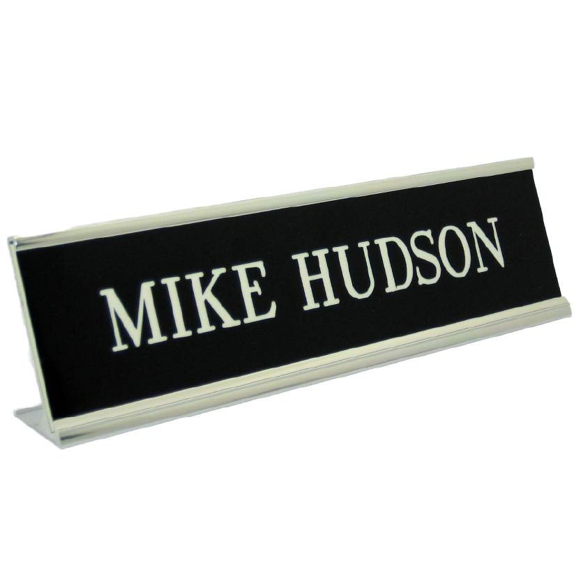 2" x 10" Plate in Silver Desk Holder