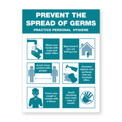 Prevent the spread of germs sign.