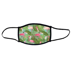 Flamingo face mask.  Masks come with elastic ear loops and fastener which allows a snug fit.