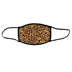 Leopard skin face mask.  Masks come with elastic ear loops and fastener which allows a snug fit.