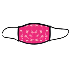 Pink flamingo face mask.  Masks come with elastic ear loops and fastener which allows a snug fit.