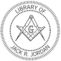 Masonic logo embossing seal with custom text above and below the Masonic logo. Choose from a pocket or desk embossing seal or upgrade to gold or chrome.