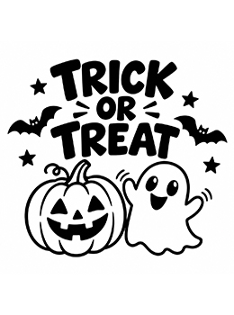 Halloween Trick or Treat rubber stamp.  Stamp out some spooky fun for this Halloween season!  Available as a traditional rubber stamp or self-inking rubber stamp.