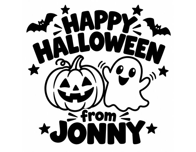 Happy Halloween rubber stamp.  Stamp out some spooky fun for this Halloween season!  Available as a traditional rubber stamp or self-inking rubber stamp.