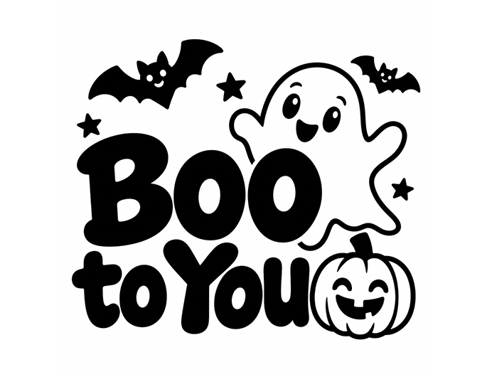 Boo to You rubber stamp.  Stamp out some spooky fun for this Halloween season!  Available as a traditional rubber stamp or self-inking rubber stamp.
