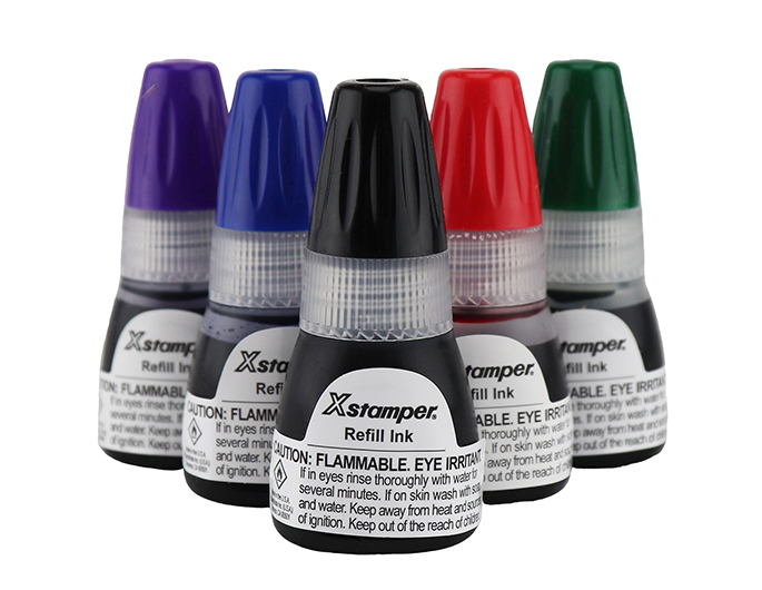 Xstamper refill ink.  Genuine Xstamper refill ink comes in 10ml, 20ml and 60ml sized bottles.  Choose from 7 ink colors.