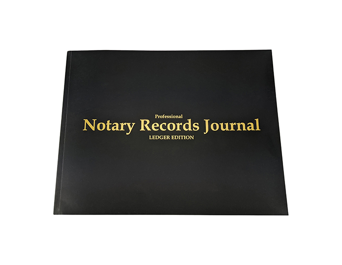 The Professional Notary Records Journal Ledger Edition has an elegant black cover with gold lettering. Many states require that all of your notary records be kept in a book such as the Professional Notary Records Journal.