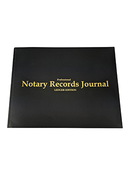 The Professional Notary Records Journal Ledger Edition has an elegant black cover with gold lettering. Many states require that all of your notary records be kept in a book such as the Professional Notary Records Journal.