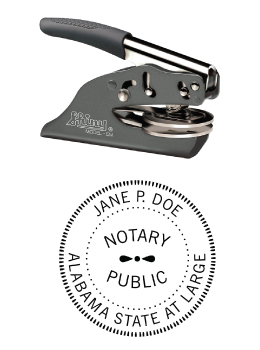 Alabama Notary embossing seal. All metal frame and laser engraved dies.  Quick turnaround time.