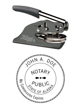 Alaska Notary embossing seal. All metal frame and laser engraved dies.  Quick turnaround time.
