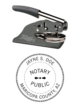 Arizona Notary embossing seal. All metal frame and laser engraved dies.  Quick turnaround time.