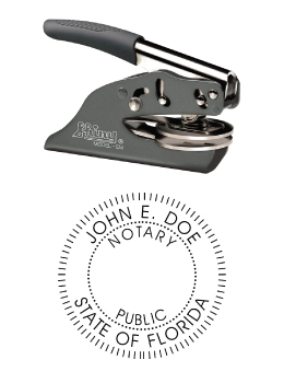 Florida Notary embossing seal. All metal frame and laser engraved dies.  Quick turnaround time.