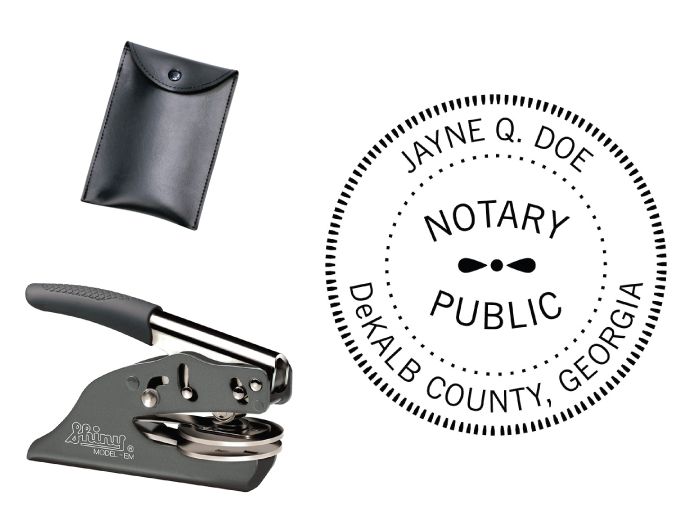 Georgia Notary embossing seal. All metal frame and laser engraved dies.  Quick turnaround time.