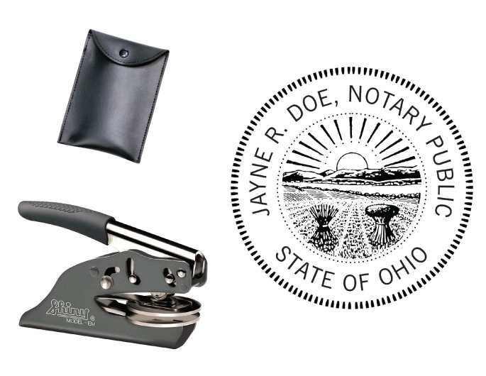 Ohio Notary embossing seal. All metal frame and laser engraved dies.  Quick turnaround time.