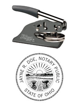 Ohio Notary embossing seal. All metal frame and laser engraved dies.  Quick turnaround time.