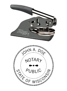 Wisconsin Notary embossing seal. All metal frame and laser engraved dies.  Quick turnaround time.