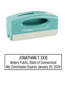 Connecticut notary pocket stamp.  Complies to Connecticut notary requirements. Premium quality and thousands of initial impressions. Quick Production!