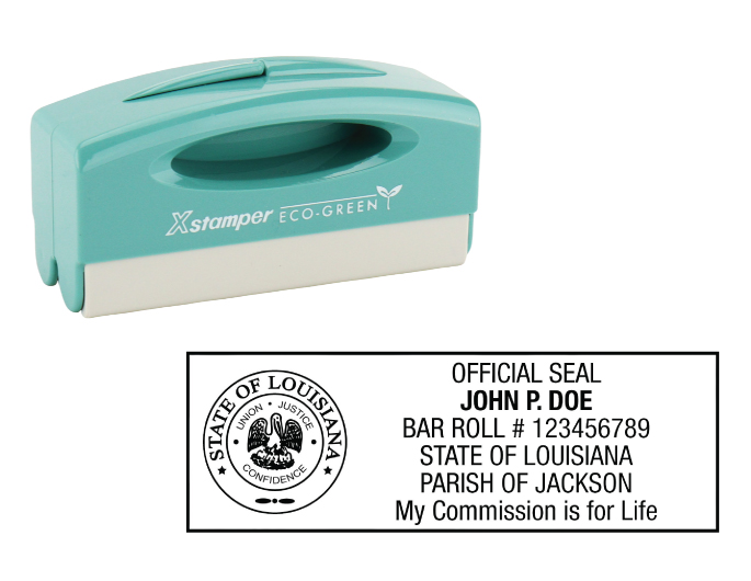 Louisiana notary pocket stamp.  Complies to Louisiana notary requirements. Premium quality and thousands of initial impressions. Quick Production!