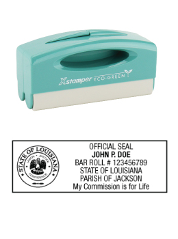 Louisiana notary pocket stamp.  Complies to Louisiana notary requirements. Premium quality and thousands of initial impressions. Quick Production!