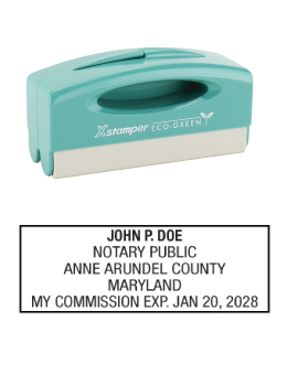 Maryland notary pocket stamp.  Complies to Maryland notary requirements. Premium quality and thousands of initial impressions. Quick Production!