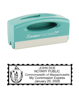 Massachusetts notary pocket stamp.  Complies to Massachusetts notary requirements. Premium quality and thousands of initial impressions. Quick Production!