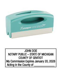 Michigan notary pocket stamp.  Complies to Michigan notary requirements. Premium quality and thousands of initial impressions. Quick Production!