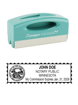 Minnesota notary pocket stamp.  Complies to Minnesota notary requirements. Premium quality and thousands of initial impressions. Quick Production!