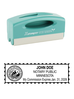 Minnesota notary pocket stamp.  Complies to Minnesota notary requirements. Premium quality and thousands of initial impressions. Quick Production!