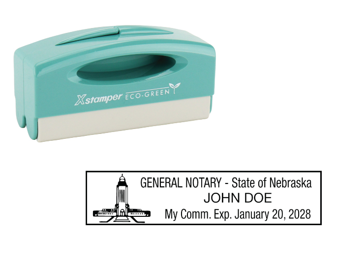 Nebraska notary pocket stamp.  Complies to Nebraska notary requirements. Premium quality and thousands of initial impressions. Quick Production!