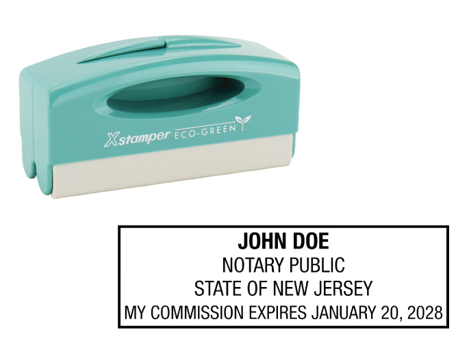 New Jersey notary pocket stamp.  Complies to New Jersey notary requirements. Premium quality and thousands of initial impressions. Quick Production!