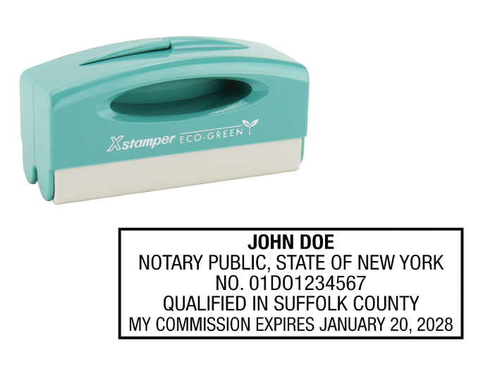 New York notary pocket stamp.  Complies to New York notary requirements. Premium quality and thousands of initial impressions. Quick Production!