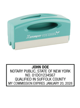 New York notary pocket stamp.  Complies to New York notary requirements. Premium quality and thousands of initial impressions. Quick Production!