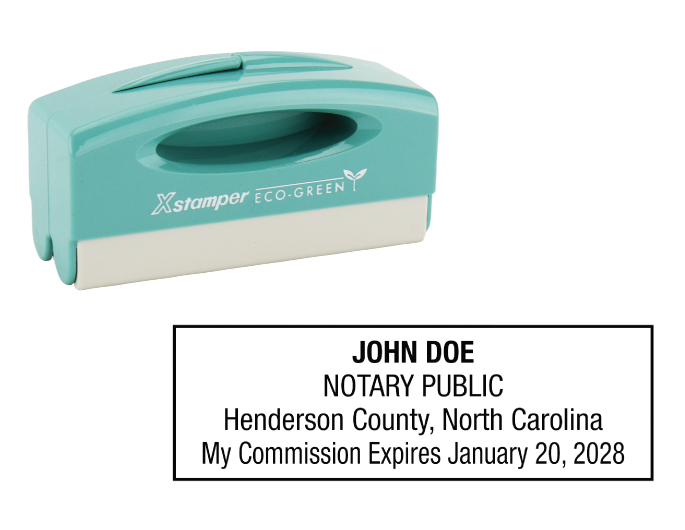 North Carolina notary pocket stamp.  Complies to North Carolina notary requirements. Premium quality and thousands of initial impressions. Quick Production!