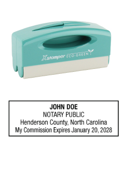 North Carolina notary pocket stamp.  Complies to North Carolina notary requirements. Premium quality and thousands of initial impressions. Quick Production!