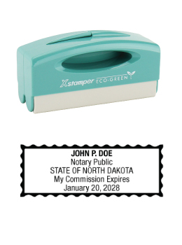 North Dakota notary pocket stamp.  Complies to North Dakota notary requirements. Premium quality and thousands of initial impressions. Quick Production!