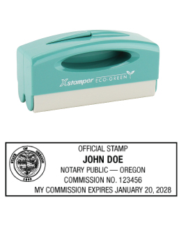 Oregon notary pocket stamp.  Complies to Oregon notary requirements. Premium quality and thousands of initial impressions. Quick Production!