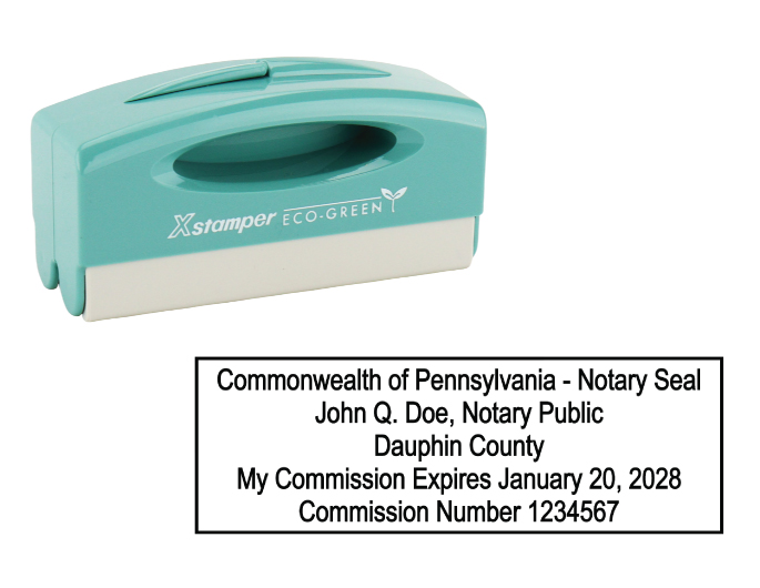 Pennsylvania notary pocket stamp.  Complies to Pennsylvania notary requirements. Premium quality and thousands of initial impressions. Quick Production!